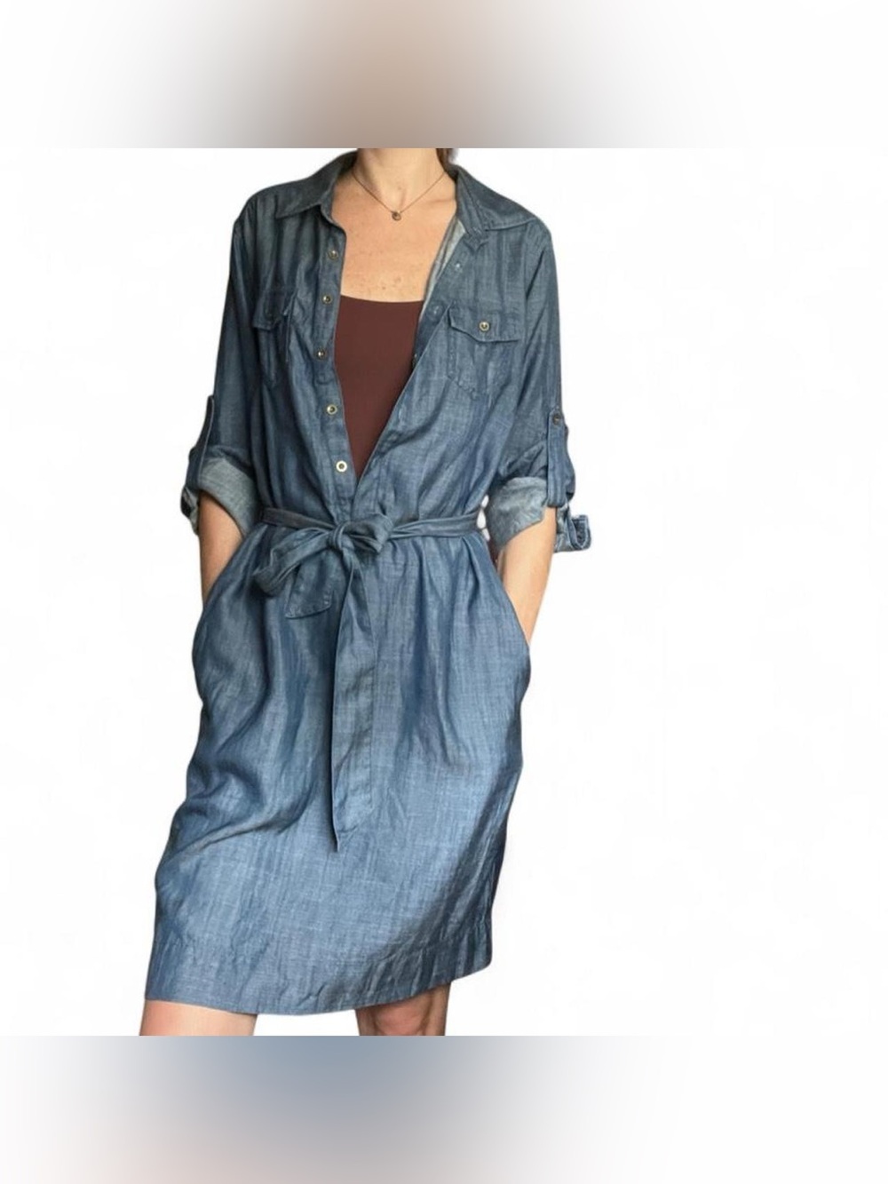 Banana Republic Button-Front Shirt Dress with Waist Tie